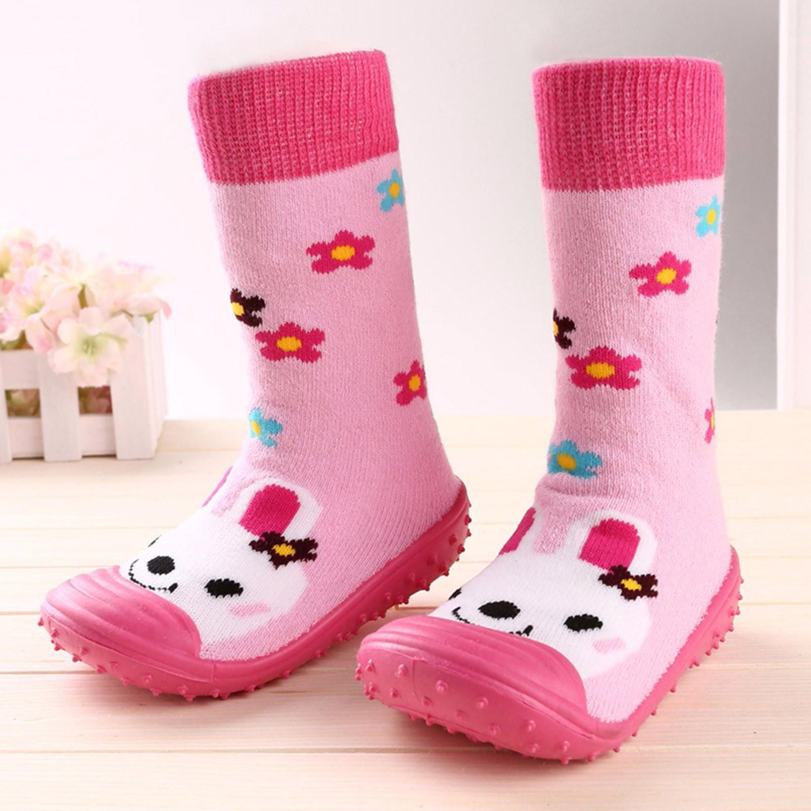 

(SU)Мультяшный пол для новорожденного ребенка, противоскользящая подошва из мягкой резиновой обуви 23 горячий розовый