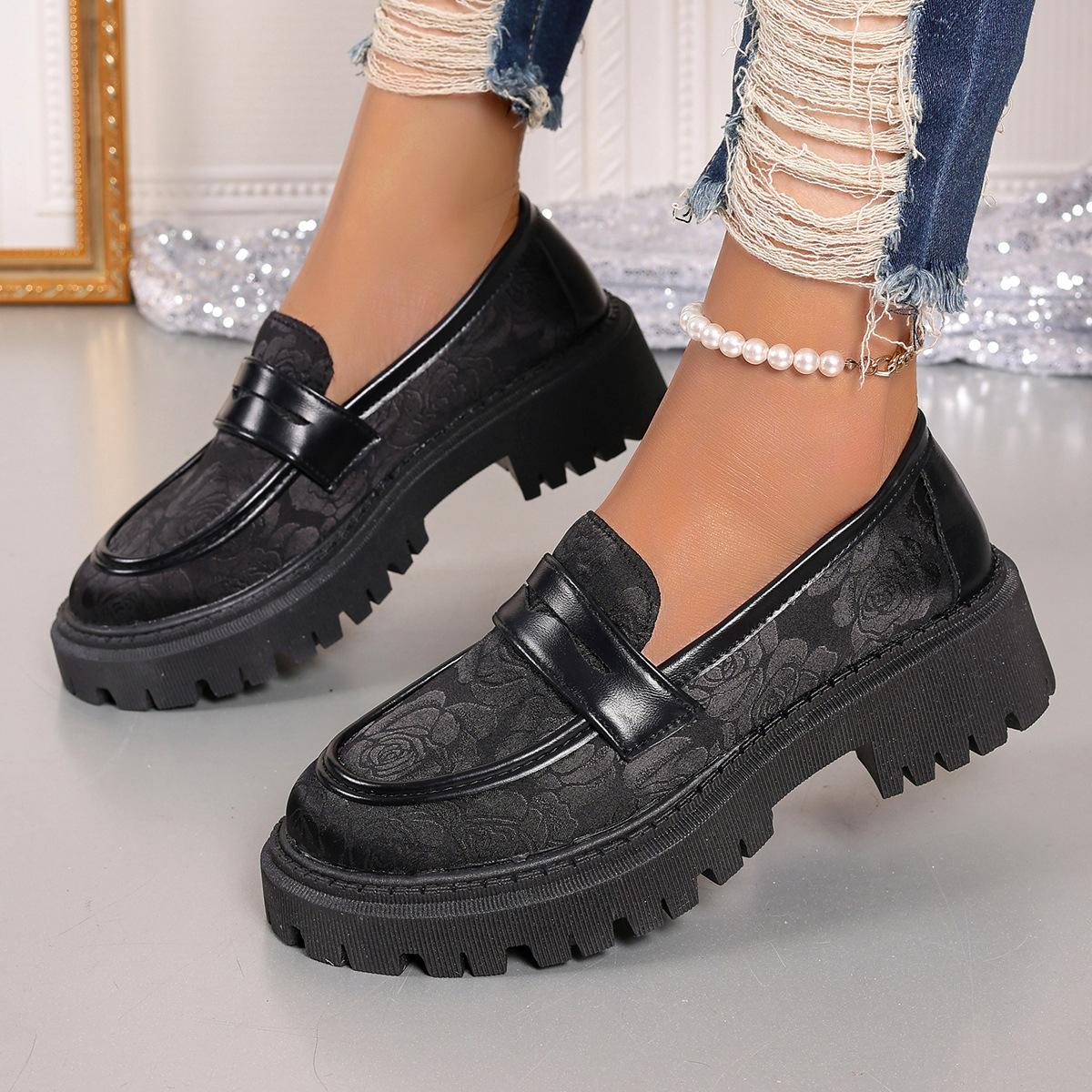 

Корейская версия осенней новой женской обуви 36-43 большого размера женские маленькие кожаные туфли, на одну ногу, женские одинарные туфли на толстой подошве 36