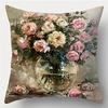 Floral Vase Patterned Double-sided Printed pillow cover Short plush Suitable living rooms bedrooms sofas throw cushion cover