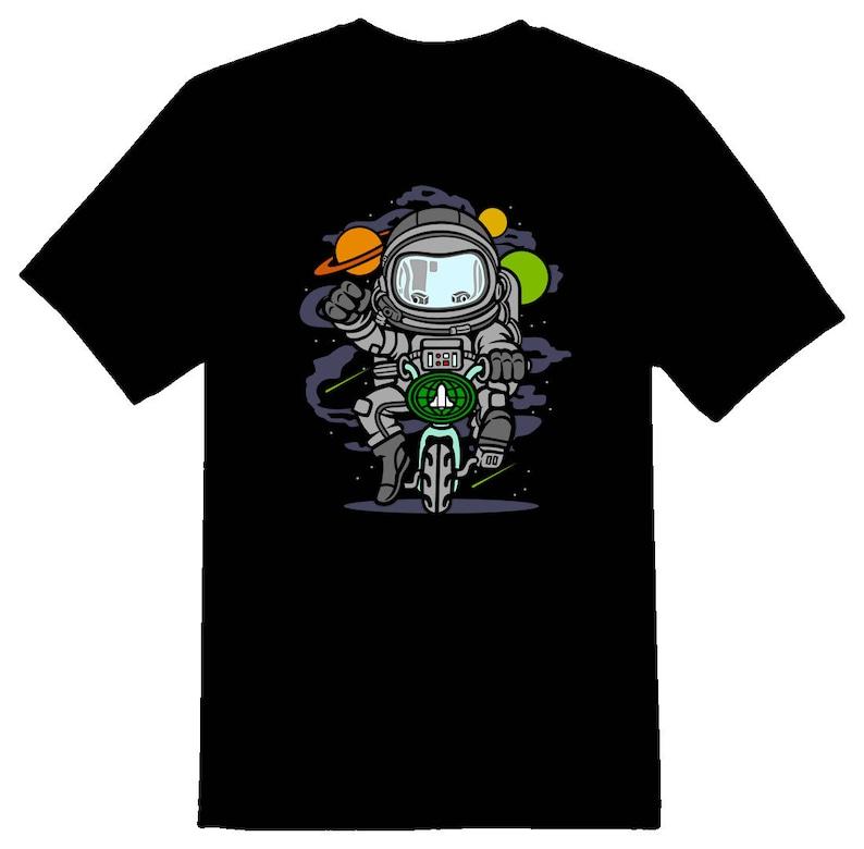 Space bike astronaut Tee shirt black 160