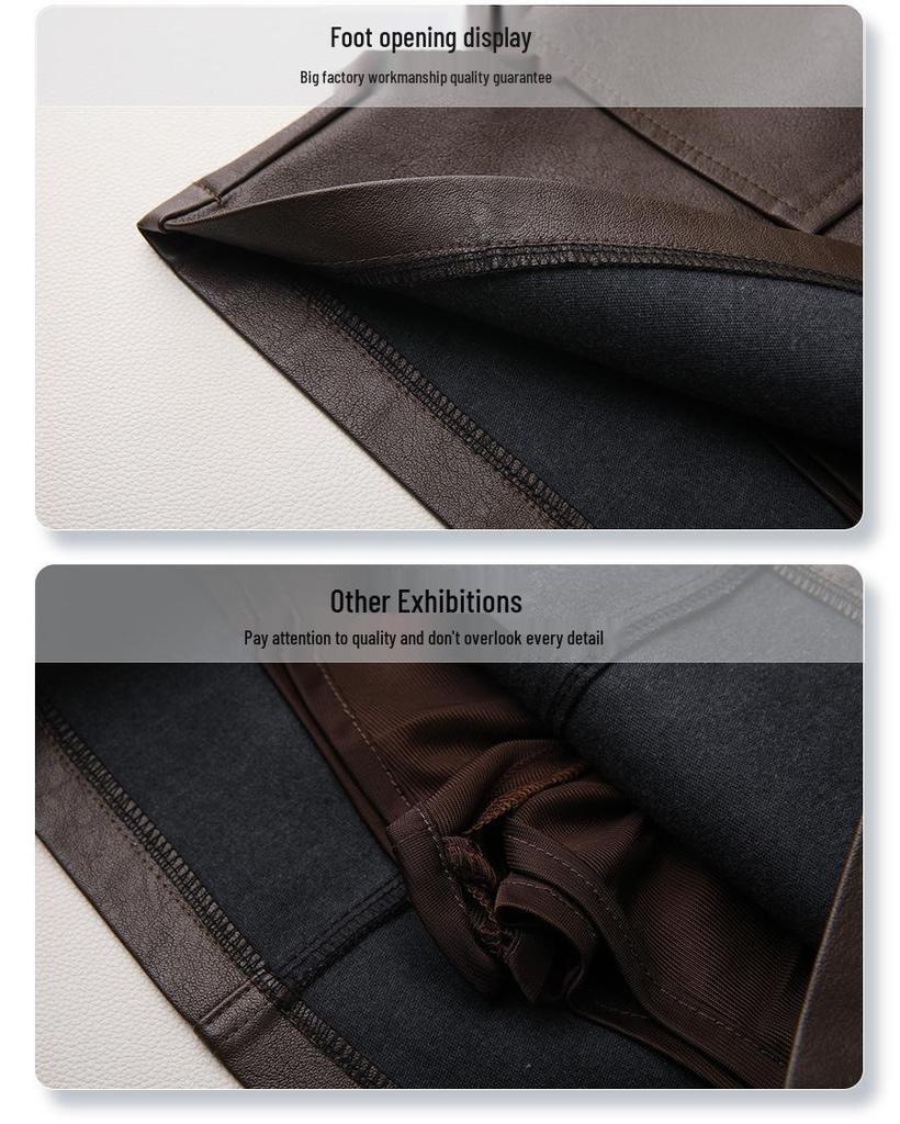 Coffee-Colored PU High-Waisted Mini Skirt, Slimming A-Line Midi, Autumn/Winter 2024 Women's Hip-Hugging Style.