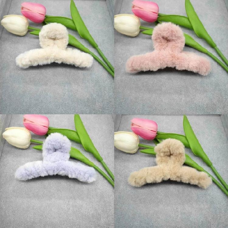 Plush Hair Catchs Hair Barrettes for Thick Hair Furs Hair Claw Clips Jewelry