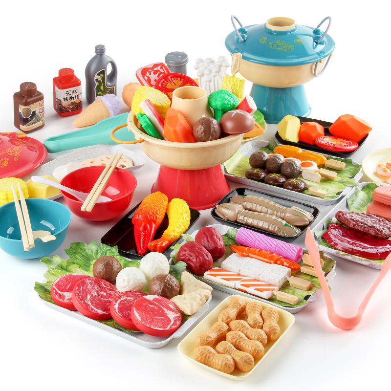 Children'S Play House Kitchen Toys Hot Pot Skewers Bbq Set Small Hot Pot Skewers Ingredients Meals Kitchenware Color Box