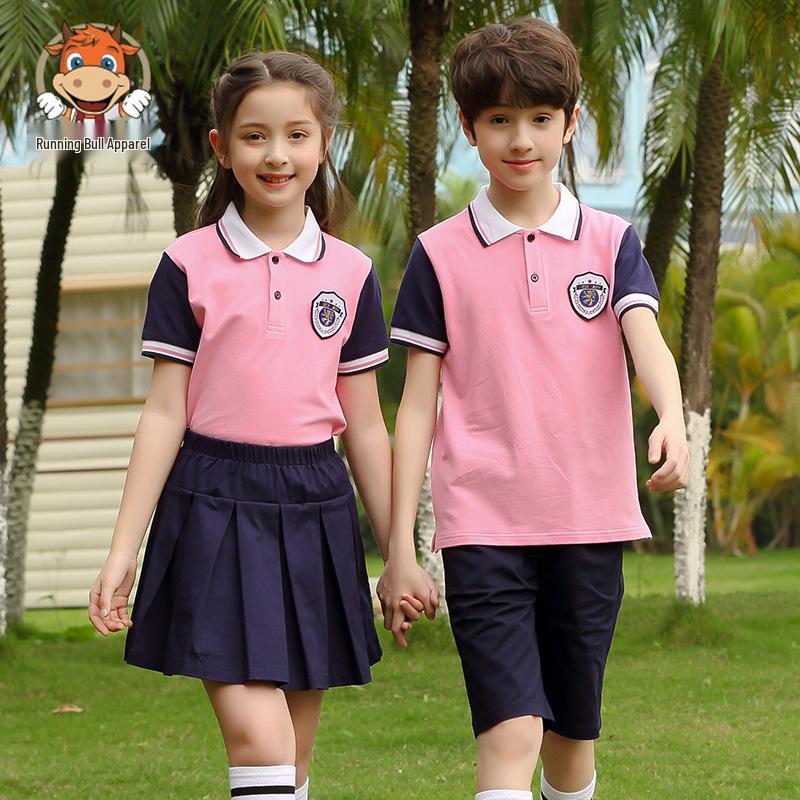 Children's Cotton Short Sleeve School Sports Uniform Set - Summer Edition