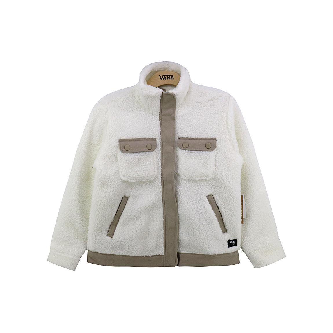 

Vans Patchwork Faux Shearling Warm Windproof Stand Collar Jacket Women jackets White VN0A7RO4FS8 S