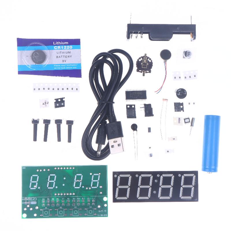 1 Set Multifunctional Diy Alarm Clock Kit Dc 5V Mini Weather Clock Soldering Practice Electronic Diy Digital Clock Kits