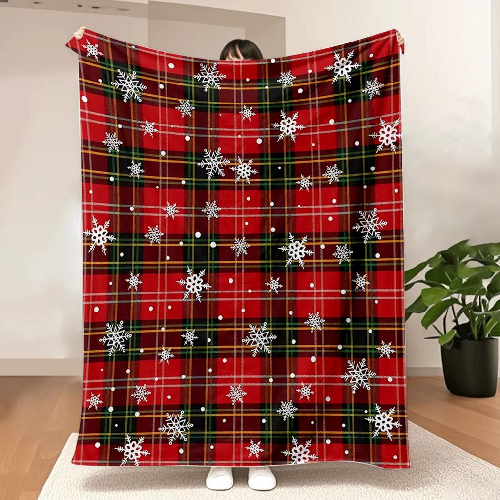 Premium Christmas Plaid Snow Blanket Breathable Cozy For Home Decor And Gift Idea All Season Use