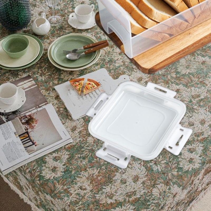 Plastic Bread Storage Container with Clear Lid and Side Clasps for Sandwich Bread and Countertop Household Storage