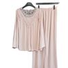 French Court Style Pajamas Women's Ice Silk Spring and Summer New Long-sleeved Trousers Loungewear Set Loose Large Size Pajamas Women