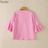 ZANZEA Women Casual V-Neck Ruffles Half Sleeve Loose Blouse