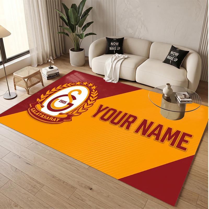 Personalized Crystal Velvet Carpet Galatasaray FC Pattern Non Slip Floor Rug