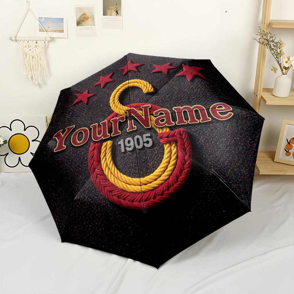Galatasaray1 Customize Your Name Umbrella Compact Travel Automatic Umbrella Retractable Design with 8-Rib Durability Sturdy Construction