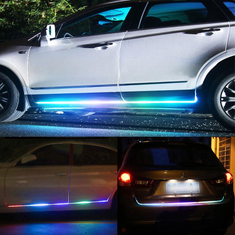 RXZ APP Remote Control RGB Led Colorful Car Headlight Strip 12v Universal for Car Hood Decorative Light Daytime Running Light