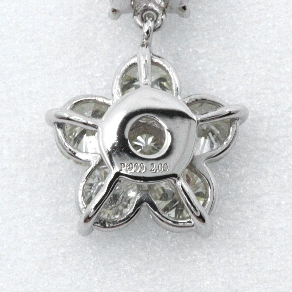 Flour Necklace Pt850Platinum/Pt900Platinum/diamond Flour 4.8g Women Used