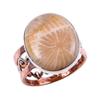 Natural Fossil Coral Gemstone 925 Solid Silver Jewelry Two Tone Ring S.8US Q6I24