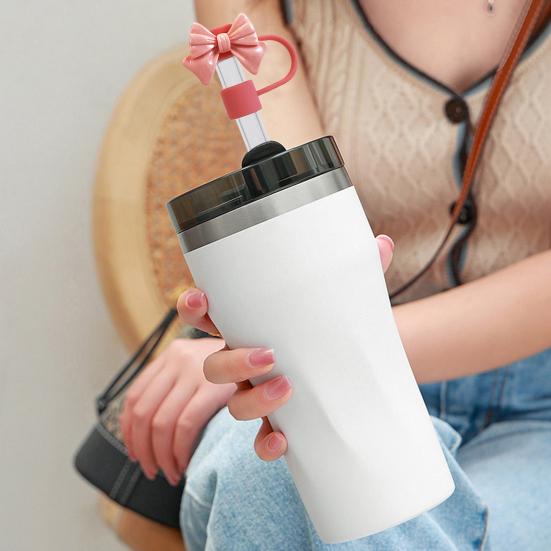 Silicone Bow-Tie Straw Cap for Stanley Tumblers Reusable Straw Tips Lid Protectors Dust-Free Cup Accessories for 10mm Diameter Straws