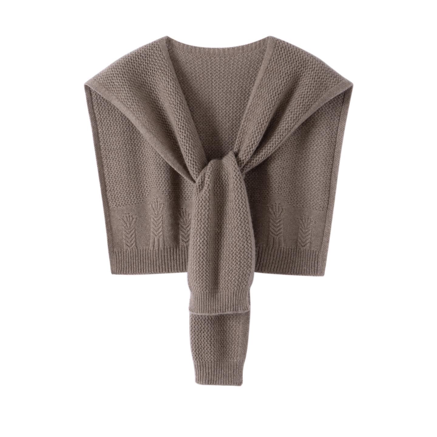 

100% Cashmere Knitted Hollow Square Shawl Solid Color Windproof Elegant Wrap Winter Fashion Multiple Function Banquet Accessory 100cmX45cm верблюд
