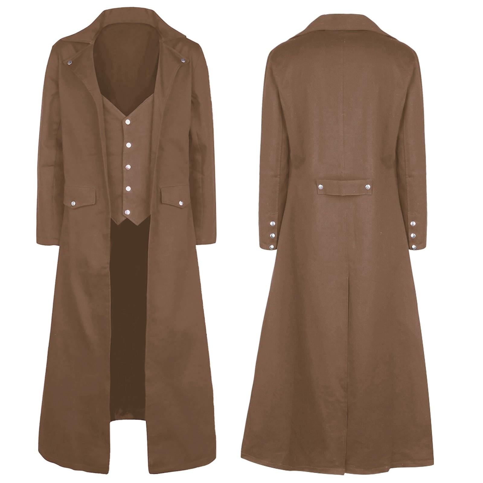 

Мужской унисекс готический панк стиль V-образный вырез тренчкот смокинг литературный ретро пальто XXXXL