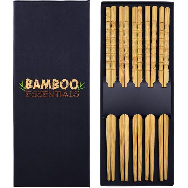 Premium Quality Bamboo Chopsticks Set, Eco-friendly & Reble Sushi Utensils, Lightweight Natural Bamboo for Asian Dining ,Ideal Gift for Food Lovers