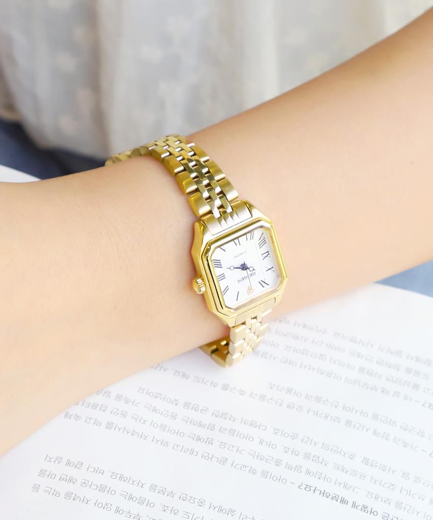 Gaigeo Ge1260Gd Women'S Octagon Diamond Metal Watch