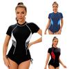 Conservative Short-sleeved Split Swimsuit Women's Tankini Sport Swimsuit