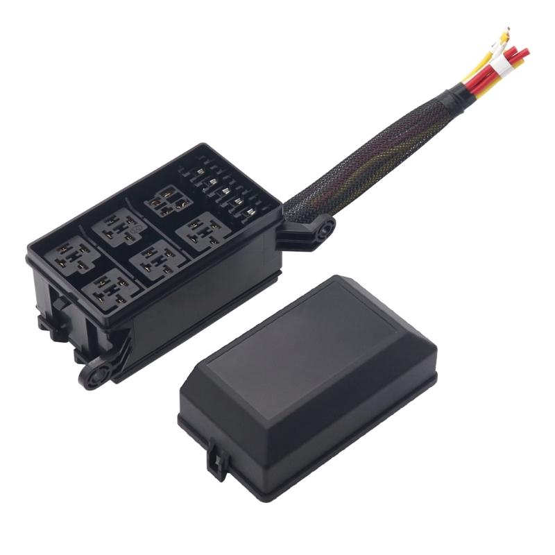 6 Way Blade Fuses Holder Box, Relays Box with Spades Terminals and Wiring Harness 4Pin 12V 40A Relays for Car Truck
