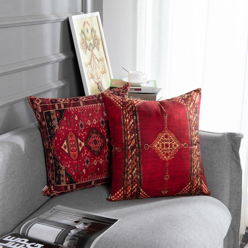 Moroccan Home Decor Set Of 4 Oriental Ikat Pillow Cases Living Room Decorative 18 X 18 Inches Cushion Couch Sofa Pillowcases