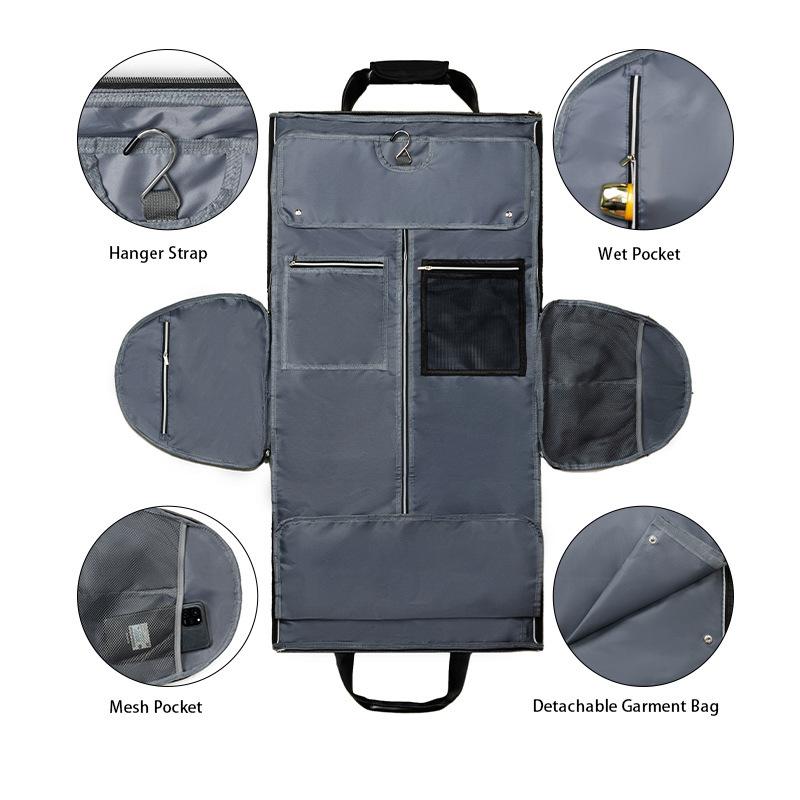 Travel Garment Bag Convertible Belt Removable Hanging Suit Bag Carry-on Travel Luggage Bag