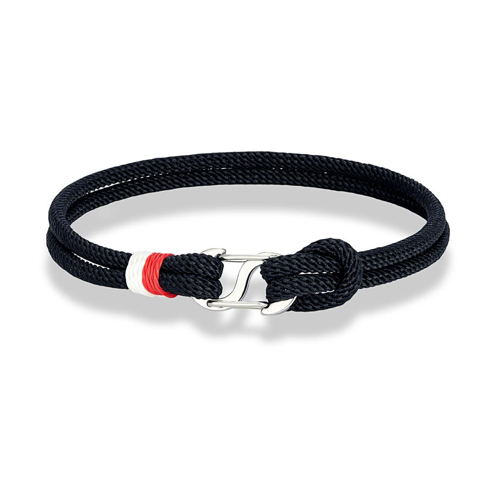 Navy Blue Braided Rope Bracelet Stainless Steel Double Push Carabiner Clasp Survival Bracelet for Men Women Couple Gifts