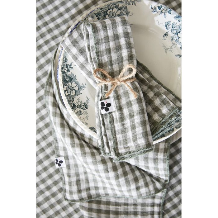 Set of 3 "Vickie" Napkins, 40 X 40 Cm, Yarn-dyed Cotton Gauze, Butterfly Effect