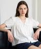 Poebeo21 V-Neck Lace Trimmed Ribbon Short Sleeve Blouse (Ftdbbl057)
