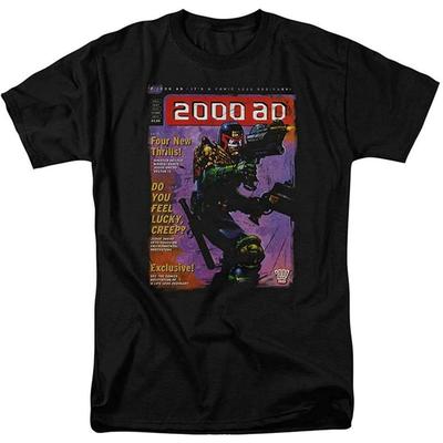 LAYUNSHUDI 2000 AD Judge Dredd Cover 80er 70er Retro Herren T-Shirt Unisex T-Shirts Schwarze Kleidung