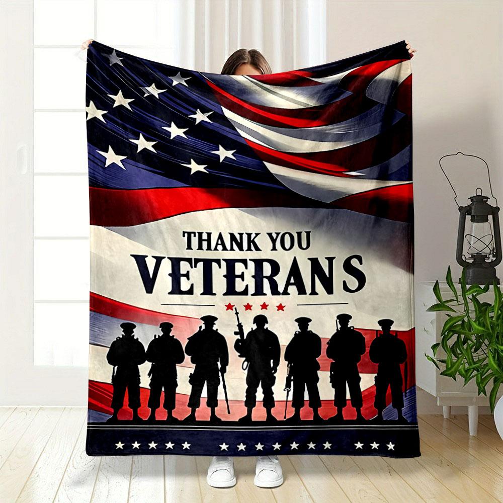 Thank You Veterans Flag Print Blanket bedroom Blanket for Livingroom Couch lunch break Soft throw for Friend's festival Gift