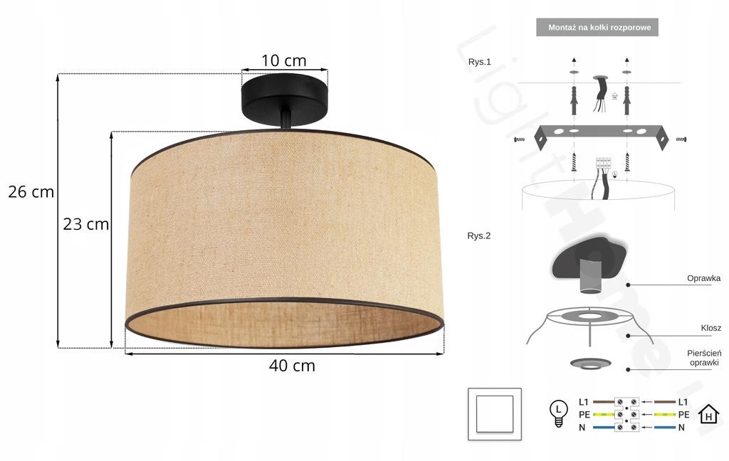 CEILING LAMP JUTE LAMPSHADE 40cm
