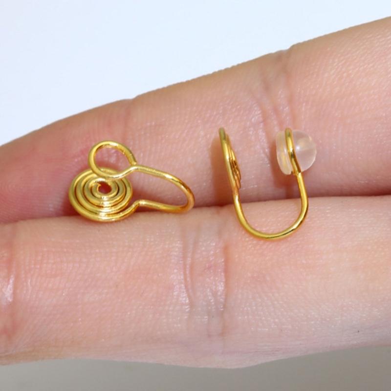 10 Pairs Hypoallergenic Clip-on Earrings Converter Round Flat Back Coil Earring Clip Converter for None Pierced Ears