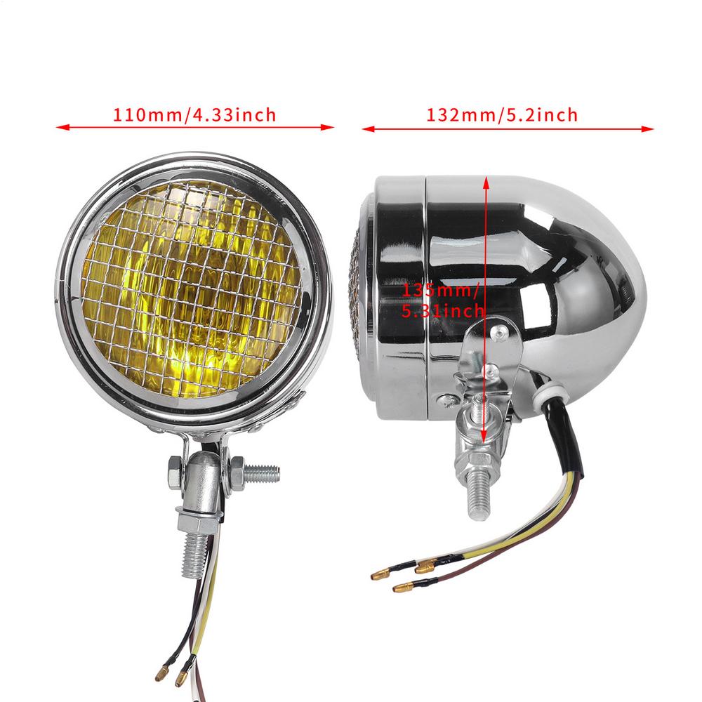 Vintage Motorcycle Front Headlight Motorcycle Single Hole Mesh Headlight Dust Proof Alloy Shell Lamp Bright Motorcycle Headlight