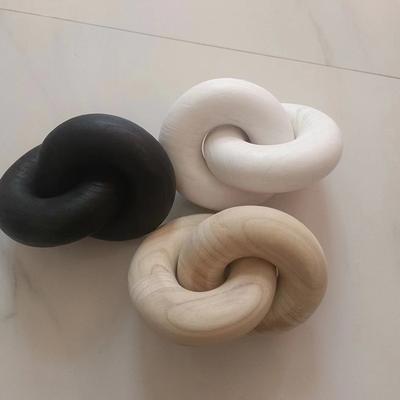1PC Wooden Chain Decorative Blisters Paulownia Hotel Wooden Chain Buckle Wooden Chain Two-ring Knot Buckle Desktop Homestay Ornament