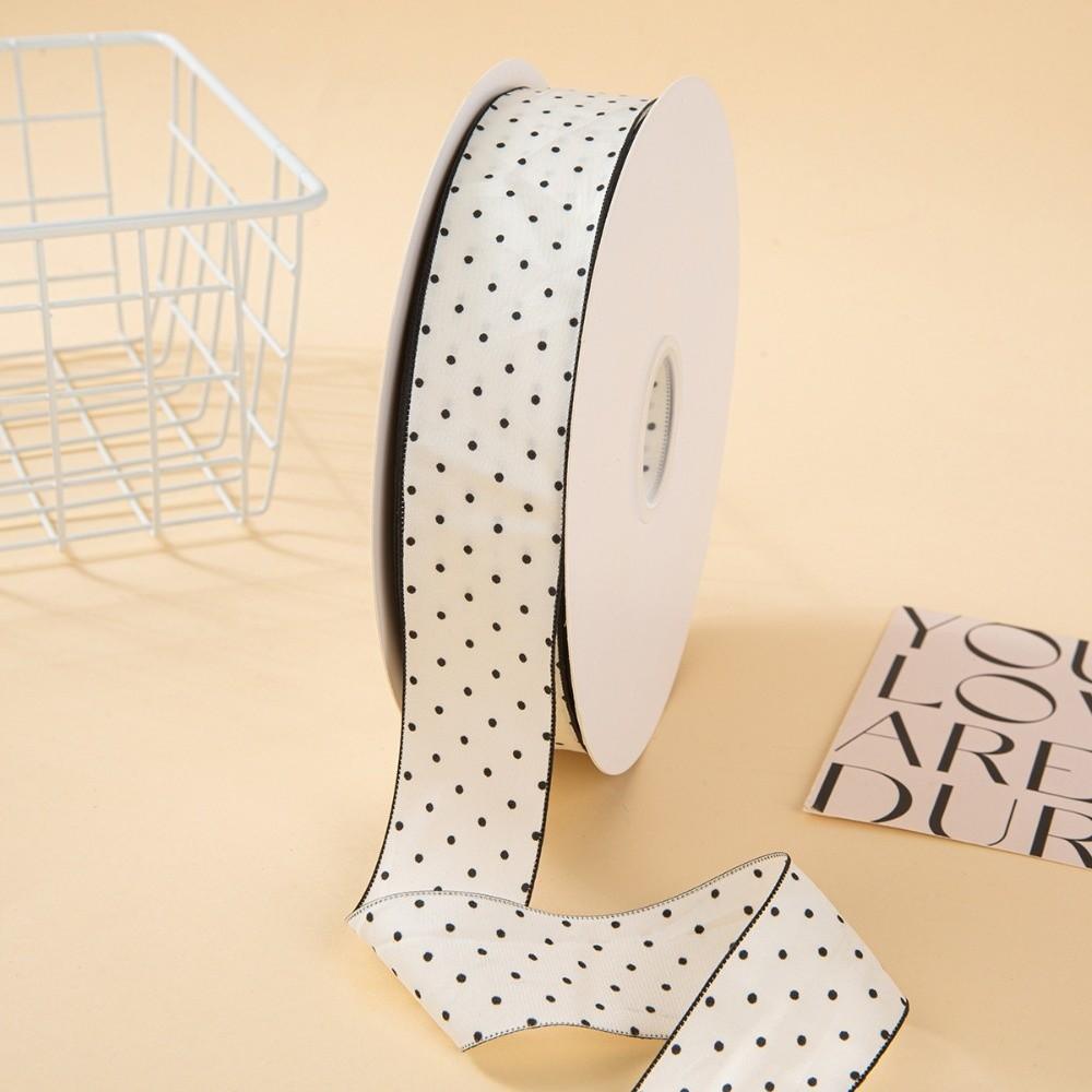 

New 10 Yards Silk Ribbon 4CM Gift Wrapping Bouquets Gifts Packaging Material Polka Dot DIY Decor L белый