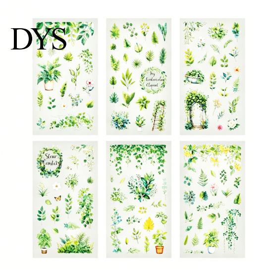 Floral Scrapbook Supplies 6 Sheets/Set Natural Flower Stickers, Waterproof PVC Plants Decals, Retro Stickers Transparent Decorative for DIY