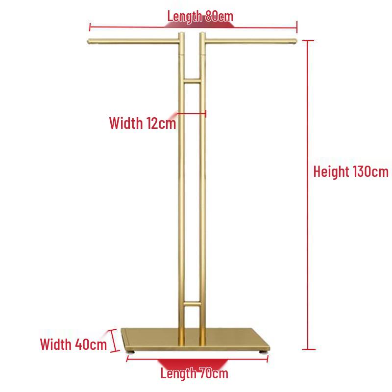 Children's and Women's Clothing Store Gold Display Rack: Floor-Standing Central Island Clothes Rack