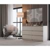 ASTER - Commode large chambre salon bureau beige - 6 tiroirs - 138x40x75cm - 6 tiroirs - Style scandinave
