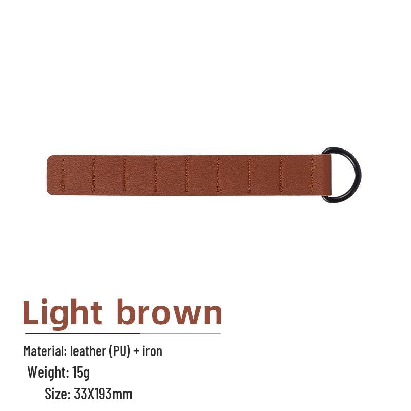 Portable PU Leather Tent Nail Storage Bag with Chain for Outdoor Camping светло-коричневого