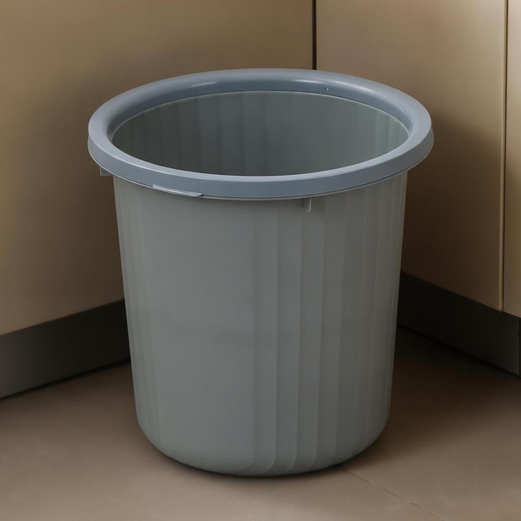 Wastebasket with Retaining Collar Modern Open-Top Waste Bin Low-Profile