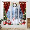 Winter Kitchen Christmas,Christmas Pine Tree Nature Forest Deer Watercolor Cabin Rustic Farmhouse Holiday Window Treatments
