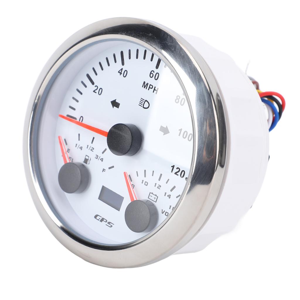 85mm 3-3Celsius8in 3 in 1 GPS Speedometer Odometer with Voltmeter Fuel Gauge Turn Signal 120MPH for RV Yacht Truck 7 Color Backlight