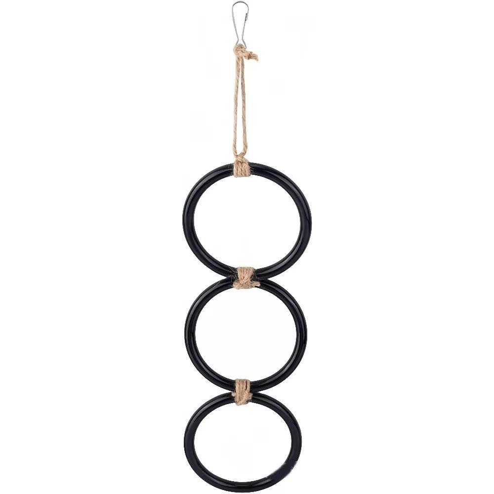 

3 Ring Reptile Climbing Toy Enrichment Toy Climbing Hoop Chain Birds Hoop Toy Vivarium Cage чорний