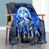 Two Wolves Moon Personalized Text Blanket Throw Personalized Blanket Warmthful Decor Great for Sofa Bed Office Chair for All Occasions