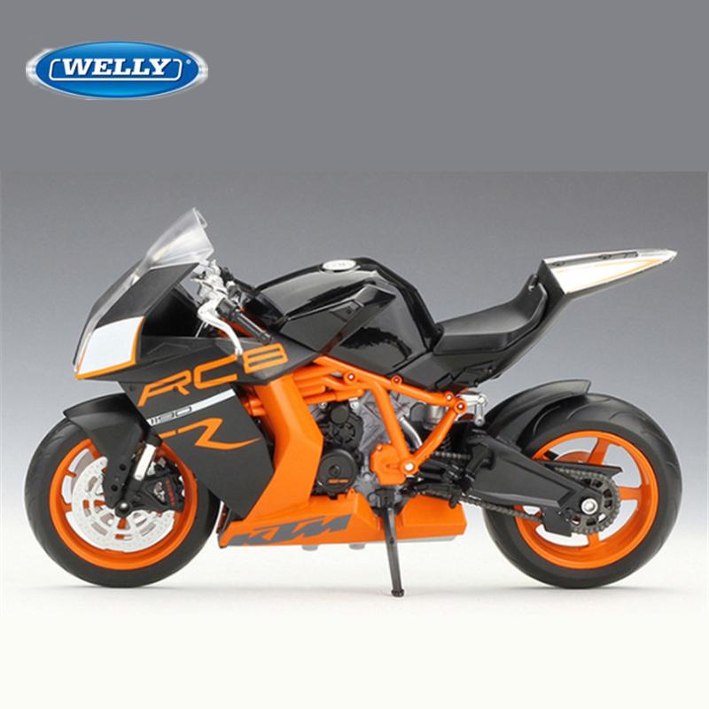 Welly 1/10 KTM 1190 RC8 R Alloy Racing Motorcycle Model Metal Street Cross-country Sports Motorcycle Model Simulation Kids Gifts