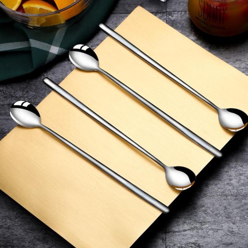 1Pc 304 Stainless Steel Spoons Ice Cream Spoons Long Handle Coffee Spoons Stirring Spoons Kitchen Utensils