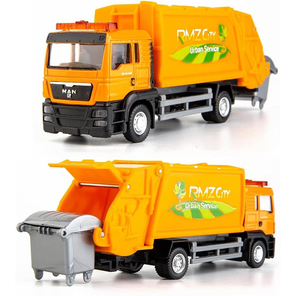 1/64 Man Garbage Truck Trash Bin Model Car Diecast Gift Toy Vehicle Kid